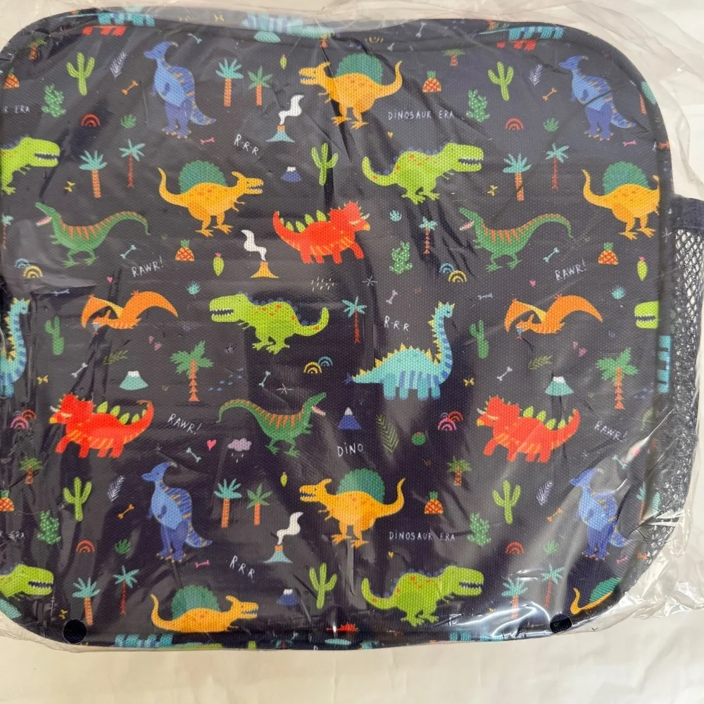 Kinsho Bento Blue Orange Dinosaur Insulated Lining Lunch Box Thermo Ice Pack NEW